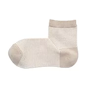 [MUJI無印良品]女棉混足口寬鬆舒適橫紋直角短襪 23~25cm 淡棕橫紋