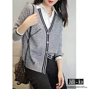 【Jilli~ko】春季氣質設計感針織開衫外套 J8773　 FREE 灰色