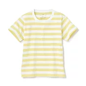 【MUJI 無印良品】兒童有機棉天竺橫紋短袖T恤 110 淺黃橫紋