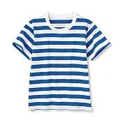 【MUJI 無印良品】兒童有機棉天竺橫紋短袖T恤 110 水藍紋樣