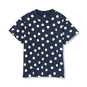 【MUJI 無印良品】兒童有機棉節紗天竺短袖T恤 110 深藍紋樣