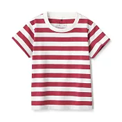 【MUJI 無印良品】幼兒有機棉天竺橫紋短袖T恤 80 紅橫紋