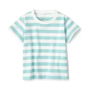 【MUJI 無印良品】幼兒有機棉天竺橫紋短袖T恤 80 薄荷綠橫紋