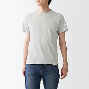 [MUJI無印良品]男有機棉節紗天竺圓領短袖T恤 L 淺灰