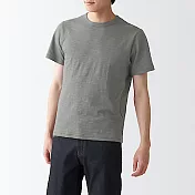 [MUJI無印良品]男有機棉節紗天竺圓領短袖T恤 L 灰白