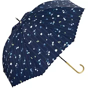【Wpc.】日本晴雨抗UV 線紋小花束勾把直傘 ‧ 深藍