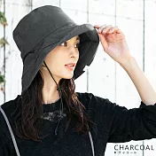 日本 QUEENHEAD 抗UV抗強風天然棉麻透氣大寬緣防曬帽0200 木炭灰色