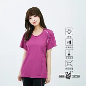 【遊遍天下】MIT中性款吸濕排汗抗UV機能圓領衫(GS2008) L 紫紅