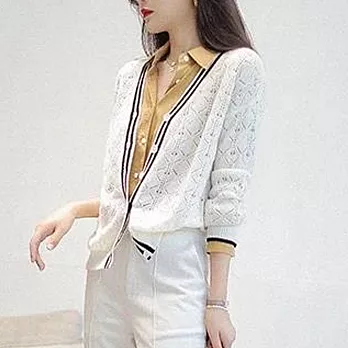 【MsMore】春夏時尚小香風針織開衫外套#112120- F 白