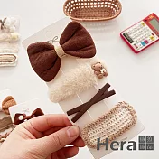 【Hera 赫拉】 奶茶色系蝴蝶結可愛卡通邊夾套裝 H111030311 光面蝴蝶結組合