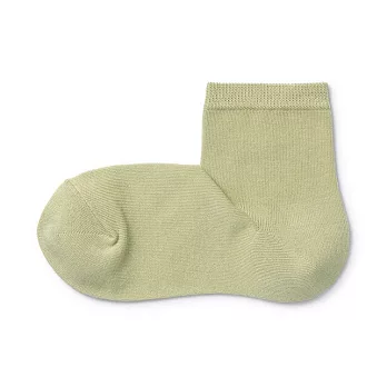 【MUJI 無印良品】女棉混足口寬鬆舒適直角短襪23~25cm 淡綠