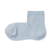 【MUJI 無印良品】女棉混足口寬鬆舒適直角短襪23~25cm 淺藍