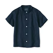 【MUJI 無印良品】兒童法國亞麻短袖襯衫 110 深藍