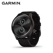GARMIN vivomove Style (尼龍) 指針智慧腕錶  碳焙極酷黑