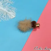 【卡樂熊】韓系毛絨可愛水貂毛造型髮夾(七款)- 深棕愛心毛球