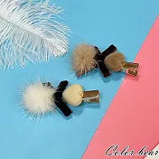 【卡樂熊】韓系毛絨可愛水貂毛造型髮夾(七款)- 奶白蝶結毛球