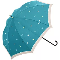 【NAKATANI】貓咪圖樣耐強風勾把直傘 ‧ 翠綠色