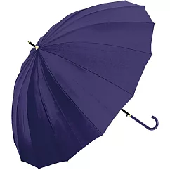 【NAKATANI】16傘骨耐強風素面勾把直傘 ‧ 深藍色