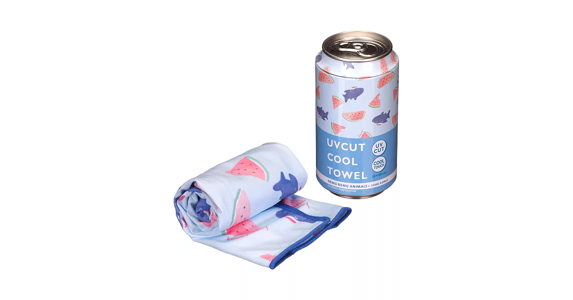 【Liv Heart】日本抗UV罐裝涼感巾(M) ‧ 西瓜&鯊魚