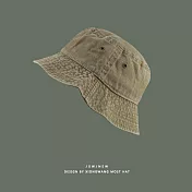 【KISSDIAMOND】復古水洗牛仔漁夫帽(遮陽帽/KDH-788A)  卡其