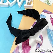 【卡樂熊】韓版絲綢蝶結素面造型髮箍(兩色)- 黑色