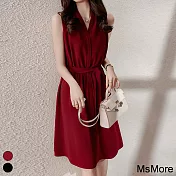 【MsMore】 一眼淪陷的優雅美炸顯白氣質背心洋裝# 112266 L 紅色