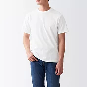【MUJI 無印良品】男有機棉水洗天竺圓領短袖T恤 L 白色