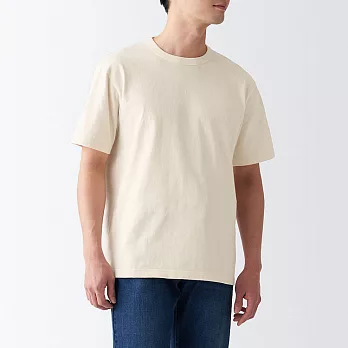 【MUJI 無印良品】男有機棉粗織天竺短袖T恤 M 原色
