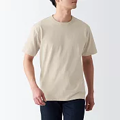 【MUJI 無印良品】男有機棉粗織天竺短袖T恤 XL 象牙白