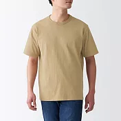 【MUJI 無印良品】男有機棉粗織天竺短袖T恤 M 淺米
