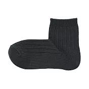 【MUJI 無印良品】女棉混寬螺紋直角短襪23~25cm 深灰