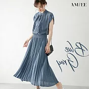 【AMIEE】日系氣質飄逸舒適洋裝(KDD-2517) M 藍灰色