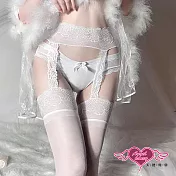 【AngelHoney天使霓裳】絲襪 吊帶絲襪 蕾絲吊帶 多層式造型 一體式吊帶絲襪 F 白色
