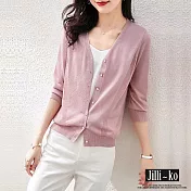 【Jilli~ko】夏季薄款防曬空調衫冰絲開衫針織外套 J8823　 FREE 粉紅色