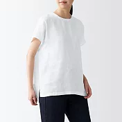【MUJI 無印良品】女大麻水洗法式袖套衫 XS-S 白色