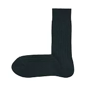 【MUJI 無印良品】男棉混寬螺紋直角襪25~27cm 黑色