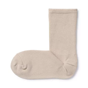【MUJI 無印良品】女棉混腳跟特殊編織錐形直角襪21~25cm 淡棕