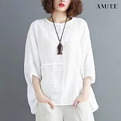 【AMIEE】寬鬆舒適顯瘦上衣(KDT-4060) 5XL 白色