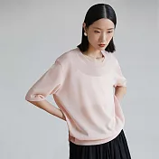 旅途原品 極細透感亞麻針織短袖T恤 M/L-XL  M 粉色