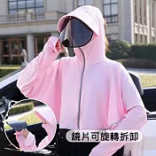 【MsMore】 50UV鏡片遮臉防紫外線防護冰絲防曬外套# 112593 F 粉紅色