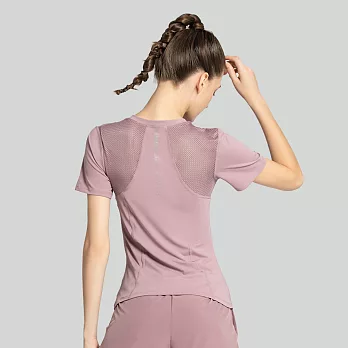 【KISSDIAMOND】裸感親膚網紗拼接顯瘦運動上衣(KDT-X01A) 2XL 紫色