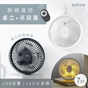 【KINYO】無線遙控LED吊扇|USB吊扇|攜帶式風扇 UF-7065 灰