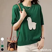 【MsMore】 歐美可愛動物涼爽針織上衣# 112428 F 綠色