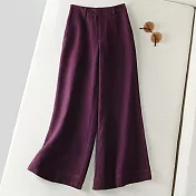 【ACheter】 夏季女仕高腰寬鬆大碼棉麻寬褲# 112569 M 紫紅色