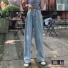 【Jilli~ko】通季街頭風新款高腰直筒拖地牛仔褲 M-XL J8808　 M 藍色