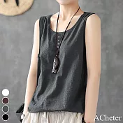 【ACheter】 韓版內搭外穿寬鬆背心棉上衣# 112612 L 灰色