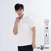 【遊遍天下】男款格紋抗UV防曬涼感吸濕排汗POLO衫(GS1011) 5XL 白色