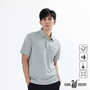 【遊遍天下】男款格紋抗UV吸濕排汗POLO衫(GS1011) XL 淺灰