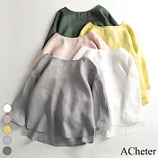 【ACheter】 日系亞麻感娃娃款罩衫上衣# 112680 M 灰