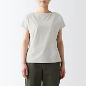 【MUJI 無印良品】女有機棉節紗天竺法式袖T恤 XS 灰銀